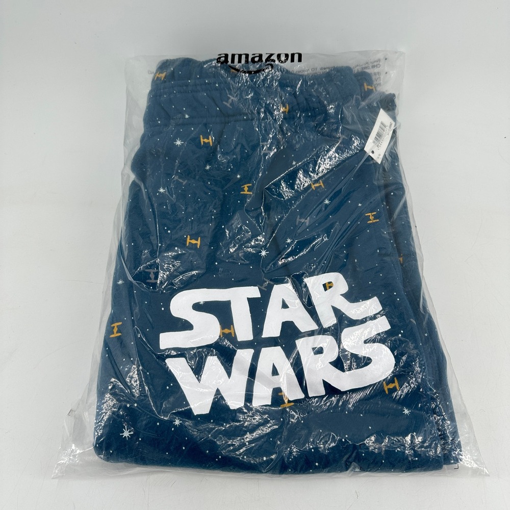 Star Wars Mens 3XL Big Blue Galaxy TIE Fighter Graphic Jogger Lounge Pants NEW